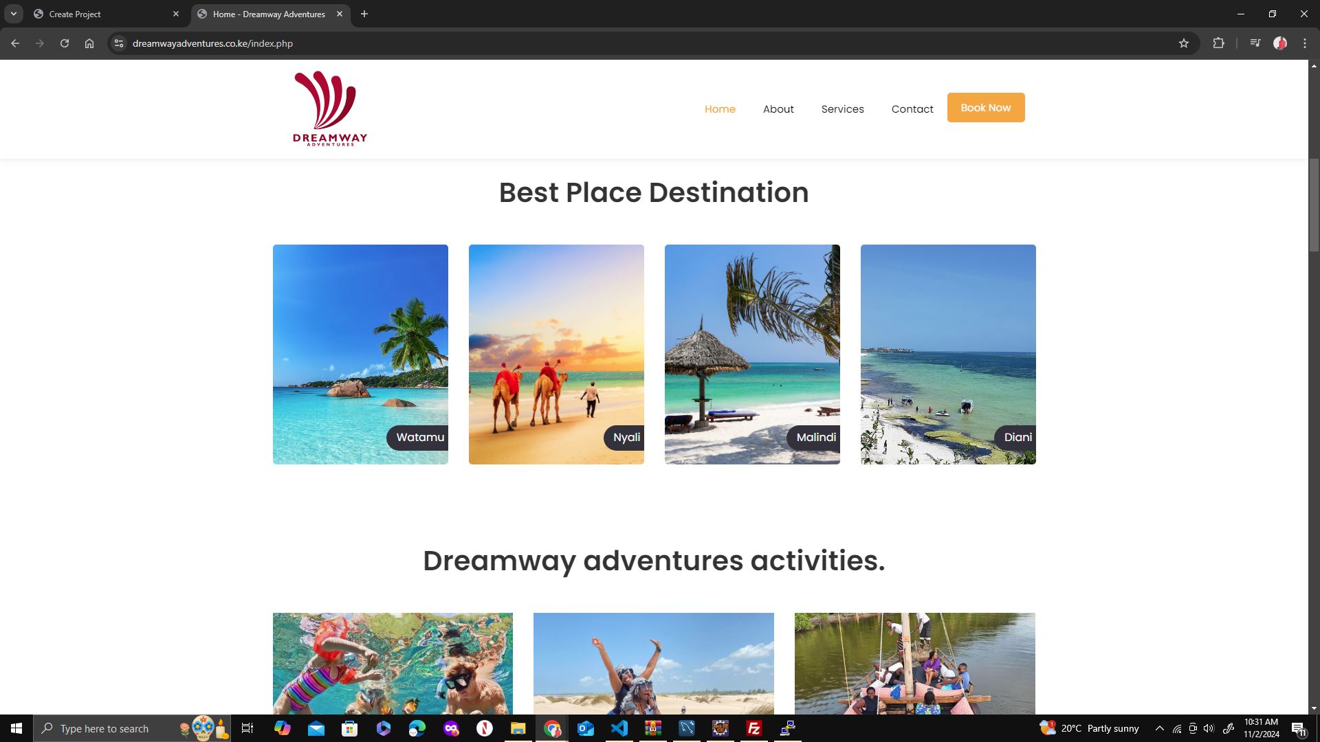 Portfolio Summary for Dreamway Adventures Website - Project Image